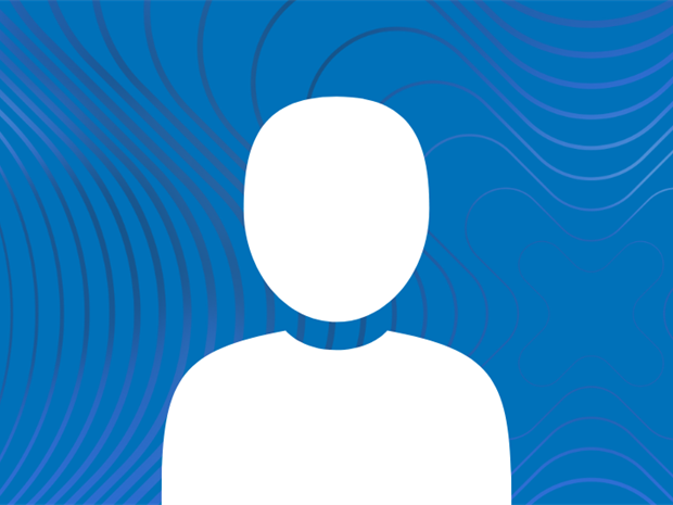A white person icon on a blue background with pink ripples expand out in an 'X' shape